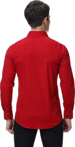 Vista 4 de Damipow Camisa de manga larga para hombre, casual, con botones, para hombre