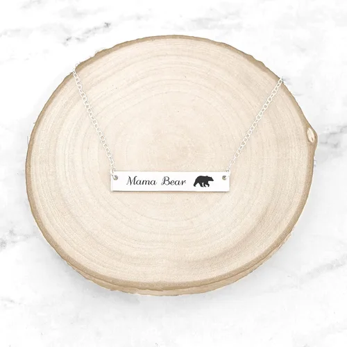 Vista 3 de Collar de mamá oso - Collar de barra con diseño de oso mamá