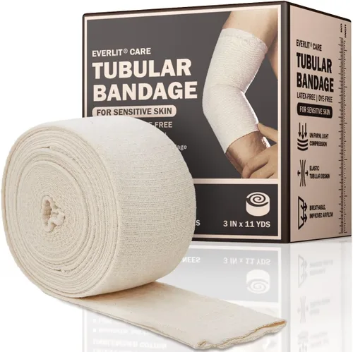 Vista 10 de EVERLIT Vendaje tubular elástico de mezcla de algodón 560D, sin látex, extra grueso transpirable para muñeca, mano, compresión moderada a alta