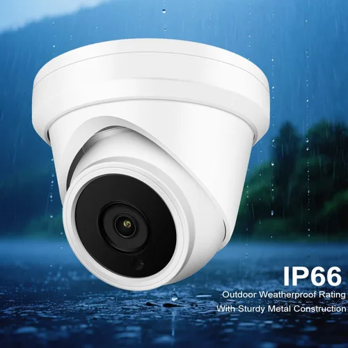 Vista 8 de Cámara domo de torreta IP PoE de 4 MP, gran angular de 0.110 in, H.265, cámara de seguridad CCTV resistente al agua IP66, cumple con la NDAA