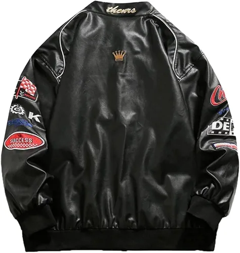 Vista 6 de Aelfric Eden Chaqueta universitaria con estampado de amor y letras para hombre, chaqueta de béisbol con gráficos vintage, unisex, ropa de calle