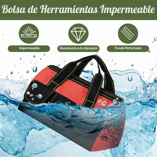 Vista 5 de 4 bolsas de herramientas para hombres y mujeres, bolsa de herramientas resistente con parte inferior dura impermeable, múltiples bolsillos