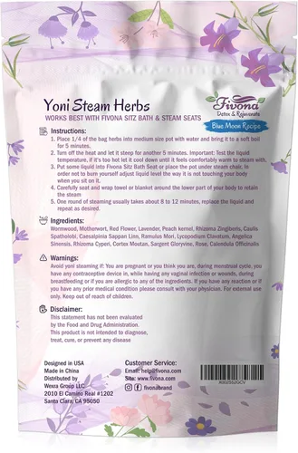 Vista 9 de Fivona Yoni - Kit de vapor 3 en 1 paquete de asiento de vapor expandible para bolsa de almacenamiento de inodoro y mezcla de hierbas de luna azul