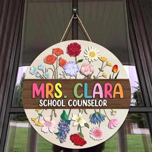 Vista 12 de Personalice la señal para la puerta de la oficina del consejero escolar, señal de puerta de arcoíris para maestros, decoraciones de puerta para A01