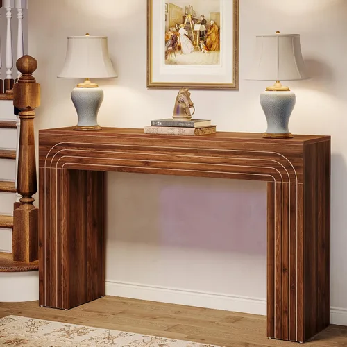 Vista 4 de Tribesigns Mesa consola de granja, mesa de entrada de 55 pulgadas con patas resistentes, mesa de sofá larga y estrecha detrás del sofá, muebles
