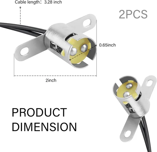 Vista 2 de IHOTDER BA15D - 2 enchufes para bombilla de automóvil, adaptador de enchufe de bombilla de coche con 2 conectores de cable, soporte multiusos