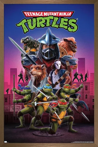 Vista 15 de Teenage Mutant Ninja Turtles (1990) - Póster de pared de una hoja, 22.4 pulgadas de largo x 14.7 pulgadas de ancho, versión enmarcada de madera