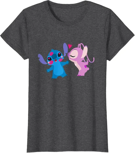 Vista 6 de Disney Stitch and Angel - Camiseta para el día de San Valentín Negro