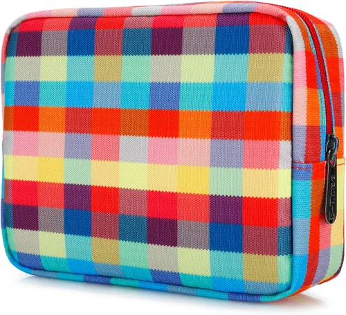 Vista 8 de Bolsa de maquillaje E-Tree, estuche mediano de viaje con cremallera para bolso, estuche de cosméticos con cepillo para el cuidado de la piel