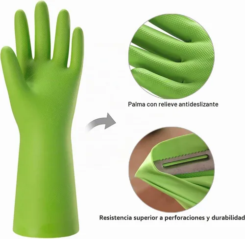 Vista 2 de Bamllum 3 pares de guantes de limpieza de goma para el hogar, guantes reutilizables para lavar platos para cocina, flexibles, duraderos e