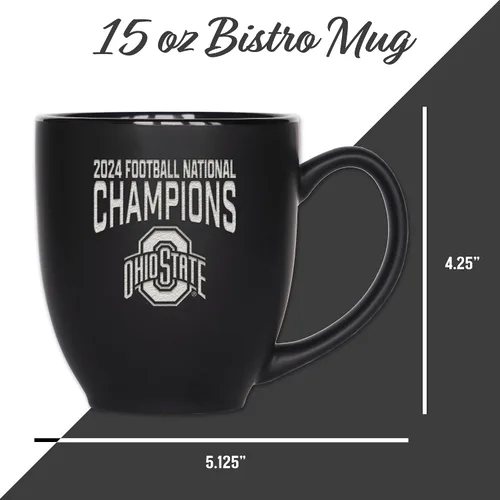 Vista 4 de Rico Industries NCAA Ohio State Buckeyes 2025 National College Football Champions - Taza de cerámica negra mate grabada con láser, para bebidas
