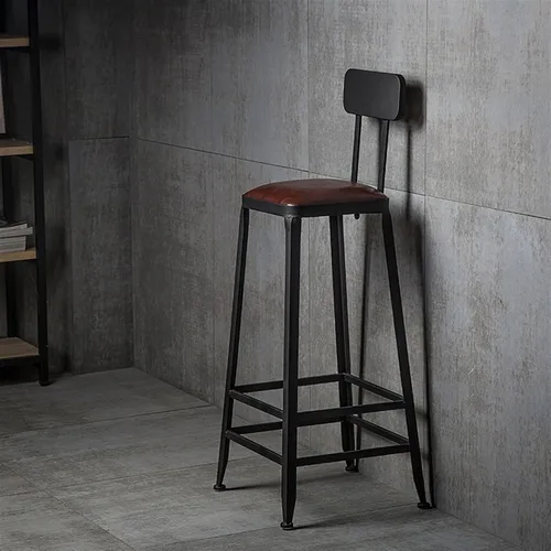 Vista 5 de Taburetes de bar altos Silla de bar para el hogar Restaurante Cocina Silla de respaldo de metal moderno Recepción Taburete alto Taburete alto