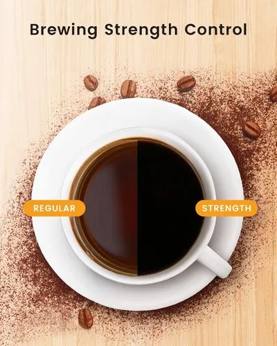 Vista 4 de Cafetera de 10 tazas, cafetera programable por goteo con cafetera de cristal, cafetera de acero inoxidable con temporizador y control de fuerza