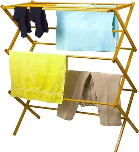Vista 4 de Home-It rejilla de bambú para secar la ropa de 14 1/2 x 29 1/2 x 41 3/4 pulgadas