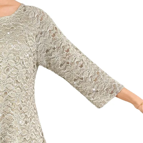 Vista 3 de Blusa de punto tipo túnica con estampado floral y encaje para mujer