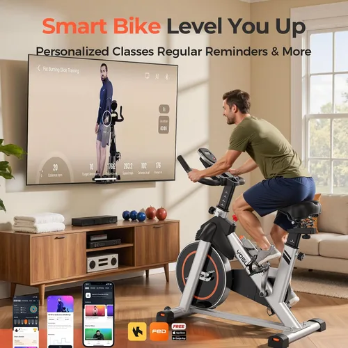Vista 5 de YOSUDA Exercise Bike, Magnetic Friction Stationary Bike with App Training