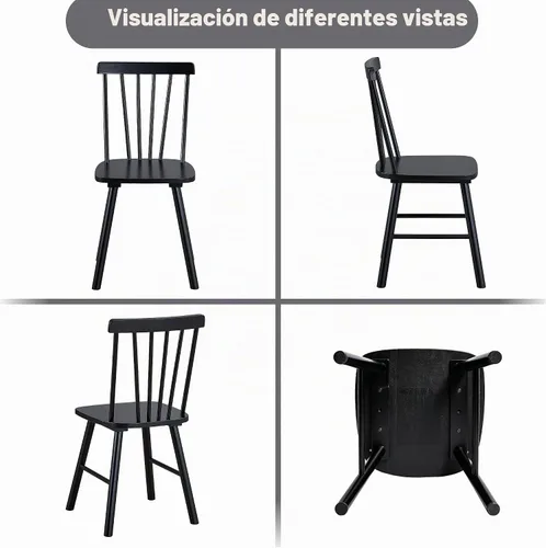 Vista 9 de DUHOME Windsor - Juego de 2 sillas de comedor de madera con respaldo de husillo, sillas de cocina de madera para el hogar, cocina, sala de estar