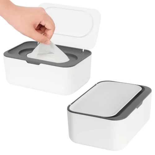 Vista 10 de Paquete de 2 dispensadores de toallitas, soporte de toallitas para bebé y adultos, contenedor de toallitas recargable Seposeve, mantiene