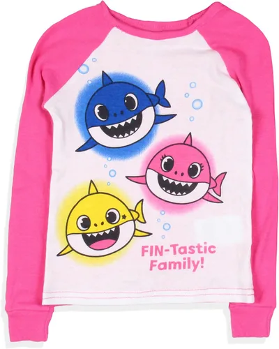 Vista 3 de Komar Kids Baby Shark - Conjunto de pijama familiar de 4 piezas para niñas pequeñas