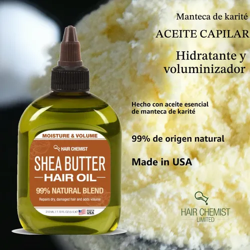 Vista 4 de Hair Chemist Aceite para el cabello 99% natural, manteca de karité, 7.1 onzas.