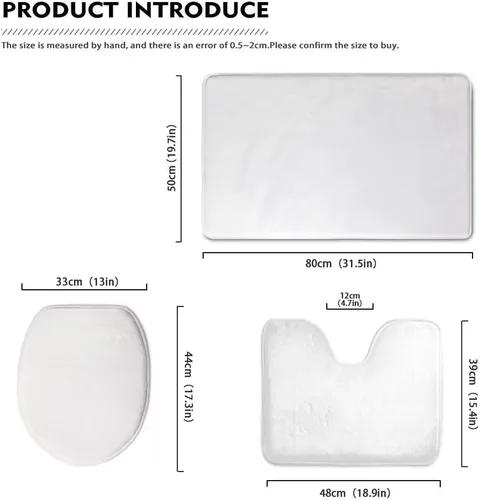 Vista 3 de Axolotl - Juego de 3 alfombras de baño antideslizantes y lavables para tapa de inodoro y tapete de contorno con respaldo de PVC, juego de tapetes