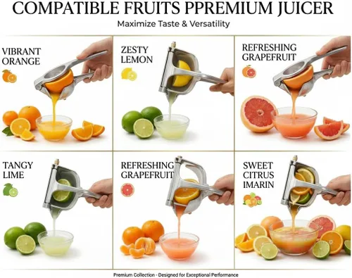 Vista 6 de Exprimidor manual - Exprimidor manual de frutas para naranja, limón, lima y cítricos - Exprimidor de jugo de metal resistente con base antideslizante