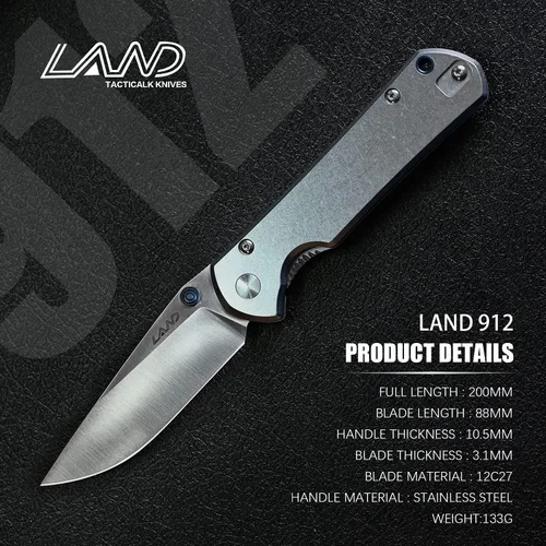 Vista 3 de LAND 910/911/912/913 Lock 12C27 Caza al aire libre supervivencia camping EDC herramienta bolsillo plegable cuchillo (912)
