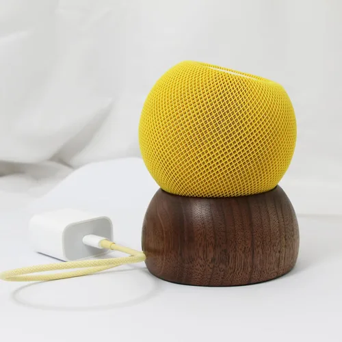 Vista 7 de NewFantasia Soporte de madera de nogal compatible con Homepod mini, diseño de cable integrado, soporte de madera maciza para Homepod mini
