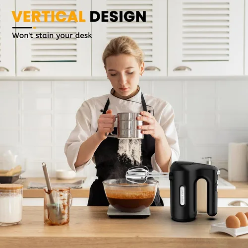 Vista 2 de Lord Eagle - Batidora de mano eléctrica de 5 velocidades, batidora de mano compacta de 300 W, batidora de huevos portátil de cocina con 5 accesorios