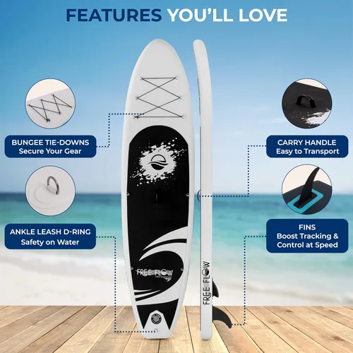 Vista 3 de SereneLife Tabla de remo inflable de 10 pies 6 pulgadas con accesorios de SUP de primera calidad, diseño amplio y estable con almohadilla