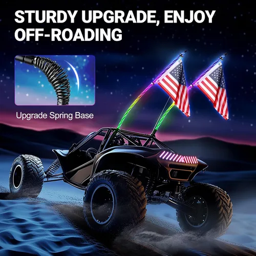 Vista 3 de IMARS 2 luces LED en espiral de 4 pies con Bluetooth y control remoto, 20 colores, 366 modos de iluminación, luz RGB de persecución resistente a