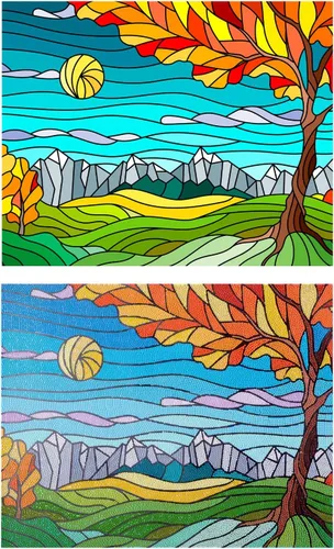 Vista 6 de DIAMOND ART BY LEISURE ARTS Kits de pintura de diamantes para adultos de 16 x 20 pulgadas, vista avanzada de vidrio tintado, taladro completo, kits