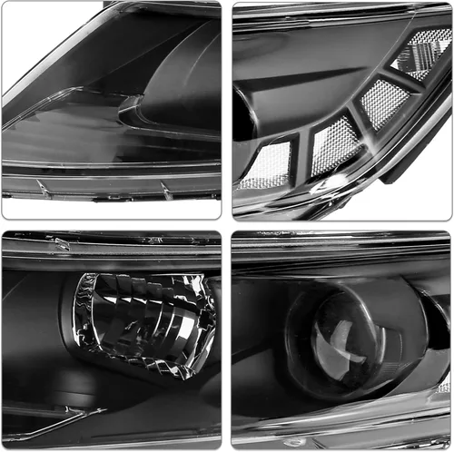 Vista 4 de SOCKIR Conjunto de faros halógenos de repuesto para Kia Optima 2011 2012 2013, carcasa negra, reflector transparente para lado del conductor