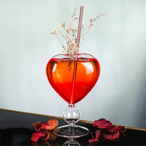 Vista 4 de Copas de vino con forma de corazón, copas de vino tinto creativas, copas de jugo de cóctel en forma de corazón de 10 onzas para fiestas, cenas
