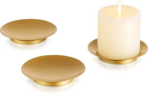 Vista 10 de Portavelas de pilar de hierro Inweder: bandeja y placa de vela negra de 4.25" Pedestal Stand for 3 Wick Jar Candles Tealight Gothtic Decor for