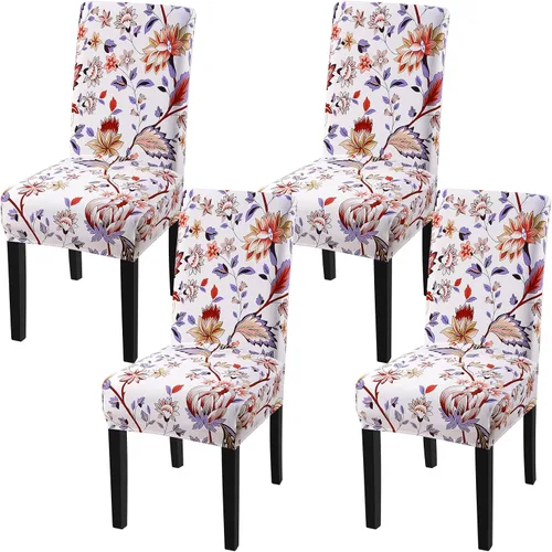 Vista 30 de Fuloon Paquete de 4 Fundas Protectoras para Asientos de Sillas de Comedor Super Ajustadas Elásticas Extraíbles Lavables Cortas para Hotel, Comedor