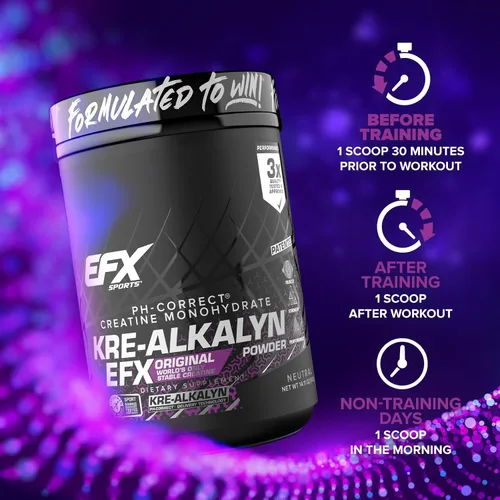 Vista 8 de EFX Sports Kre-Alkalyn EFX Powder Suplemento en polvo de monohidrato de creatina con pH correcto Fuerza, crecimiento muscular y rendimiento