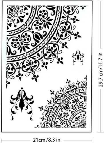 Vista 3 de Plantilla decorativa de bricolaje para pintar sobre lienzo, muebles de madera, papel para manualidades (tamaño A4)