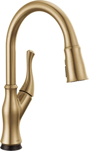 Vista 19 de DELTA Ophelia - Grifo de cocina de oro cepillado con pulverizador extraíble, grifo de fregadero de cocina de un solo agujero moderno, una sola