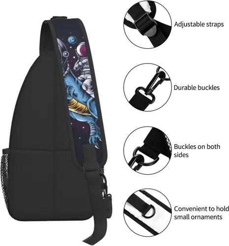 Vista 5 de Mochila bandolera con diseño de dinosaurio planeta astronauta espacial senderismo mochila de hombro mochila de viaje para hombres y mujeres