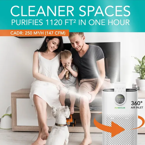 Vista 3 de HEPA-13 Purificador de aire con difusor de aceite esencial, para el hogar, habitación grande de hasta 1120 pies cuadrados, resistente para alergias