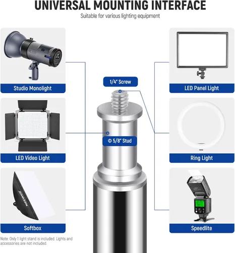 Vista 7 de NEEWER Soporte de Luz Mejorado de 75"/190cm de Acero Inoxidable con Resorte, Trípode de Fotografía Plegable con Juntas de Tubo Más Resistentes