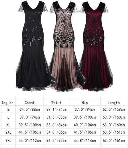 Vista 5 de Vestido Flapper del Gran Gatsby de los años 20, estilo vintage de los años 20, vestido de noche de sirena con lentejuelas, fiesta formal con guantes