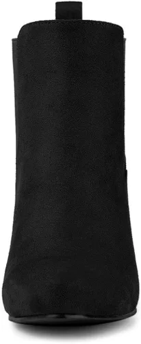 Vista 3 de Allegra K Botas Chelsea de tacón alto grueso con punta redonda para mujer