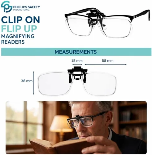 Vista 4 de Lentes de lectura con clip de aumento transparente, lentes