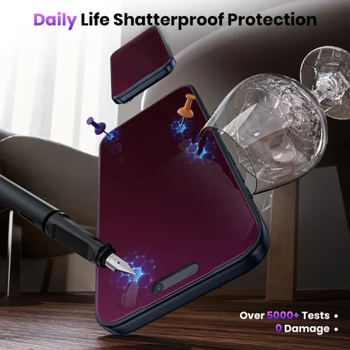 Vista 5 de WSKEN Protector de pantalla de privacidad mate para iPhone 17 Pro Max, protección ocular de vidrio templado inastillable para 17 Pro Max, 2