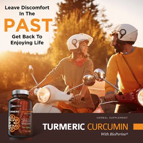 Vista 5 de Suplemento de cúrcuma y curcumina orgánica de 0.05 oz con Bioperina, 95% extracto estandarizado de curcuminoide y polvo de raíz con peperina