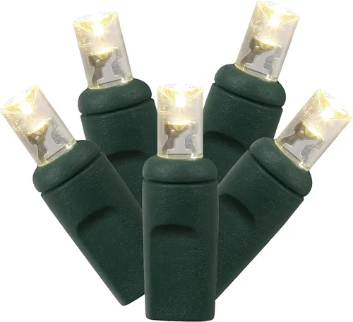 Vista 4 de Vickerman X6G6109PBG 100 luces de gran angular LED conjunto de luces blancas puras en cable verde