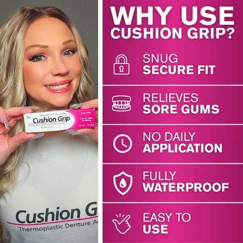 Vista 3 de Cushion Grip Adhesivo termoplástico para dentadura postiza 1 oz