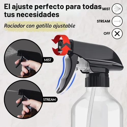 Vista 2 de AMORIX Botellas pulverizadoras de plástico, paquete de 2 botellas rociadoras de agua de 360° para limpieza de 10 onzas / 10.1 fl oz, botella Marrón